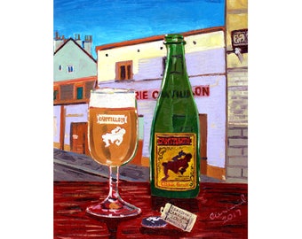 Cantillon Classic Gueuze, Belgian Beer Art, Brasserie Cantillon, Lambic Beer, Belgium Brewery Painting, Craft Beer Gift, Sour Beer, Bar Art
