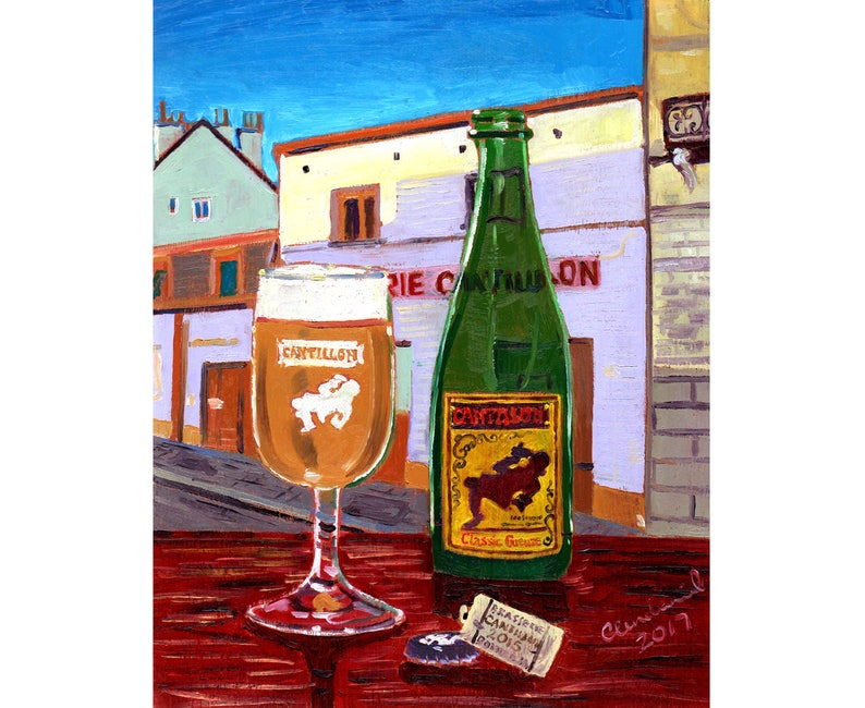 Cantillon Classic Gueuze, Belgian Beer Art, Brasserie Cantillon, Lambic Beer, Belgium Brewery Painting, Craft Beer Gift, Sour Beer, Bar Art image 1