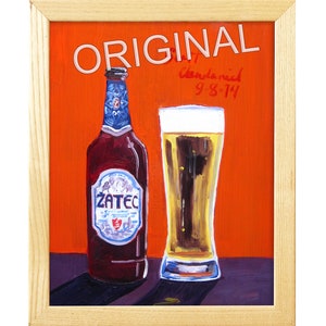 Žatec Pils, Tsjechisch bier poster, bier schilderij, bier cadeaus voor Tsjechische mannen, Europese bar bier kunst, keuken alcohol decor, eetkamer schilderij