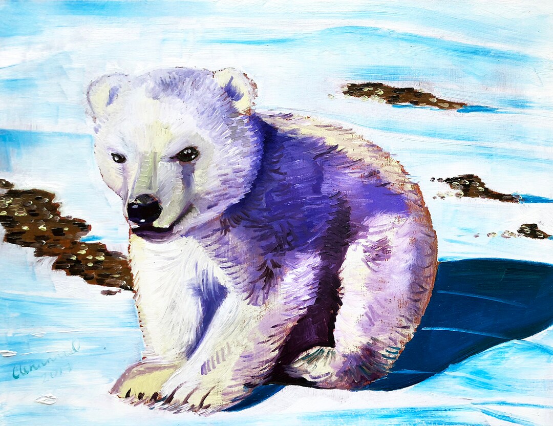赤ちゃんホッキョクグマの子のアートプリント、アラスカの