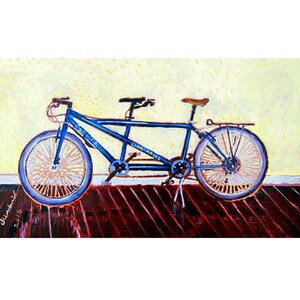Tandem Bicycle Built for Two Art Print, Cannondale, Wedding Gift for a Couple, Anniversary Gifts for Parents, Valentine&#39;s Gift, Hipster Art