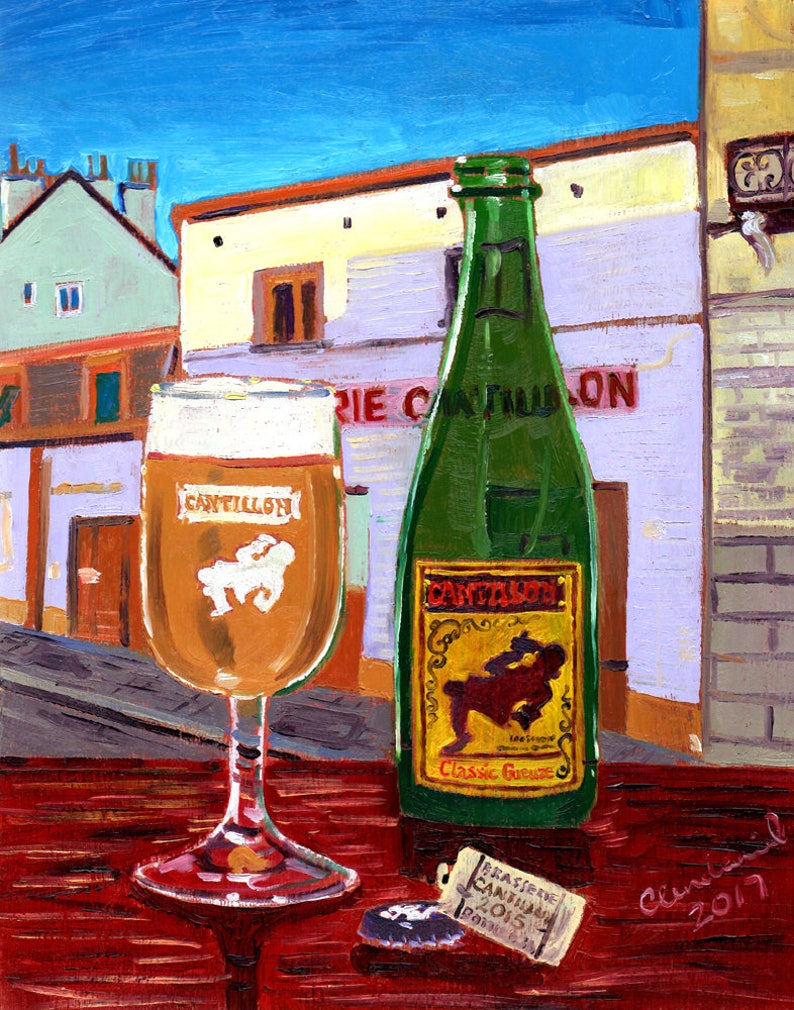 Cantillon Classic Gueuze, Belgian Beer Art, Brasserie Cantillon, Lambic Beer, Belgium Brewery Painting, Craft Beer Gift, Sour Beer, Bar Art image 2