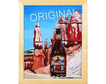 Uinta Brewing, HooDoo Kölsch Ale, Beer Painting, Utah Painting, Utah Craft Beer Gift, Utah Red Rocks Painting, Gift for Husband, Bar Poster
