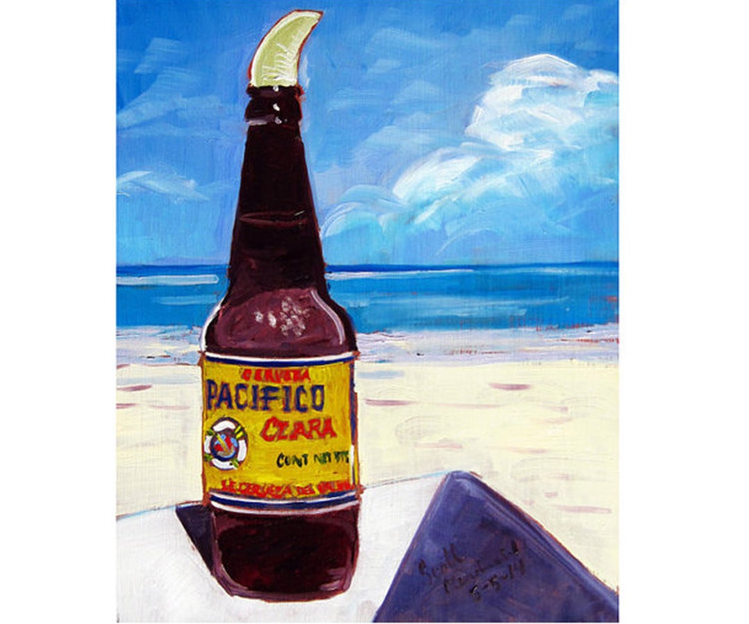 Pacifico Beer Mexican Beer on Beach Art Kitchen Alcohol Etsy
