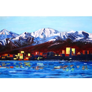 Anchorage Alaska Chugach Mountains Print, Alaska Painting, Living Room Painting, Housewarming Gift, Alaska Wedding Gift, Scott Clendaniel