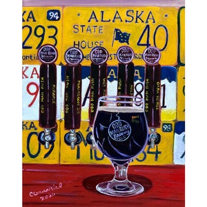 Impressão de arte de cerveja Odd Man Rush Brewing, cervejaria Eagle River, pintura de cerveja artesanal do Alasca, placas de licença do Alasca, presente de 40º aniversário, arte de hóquei