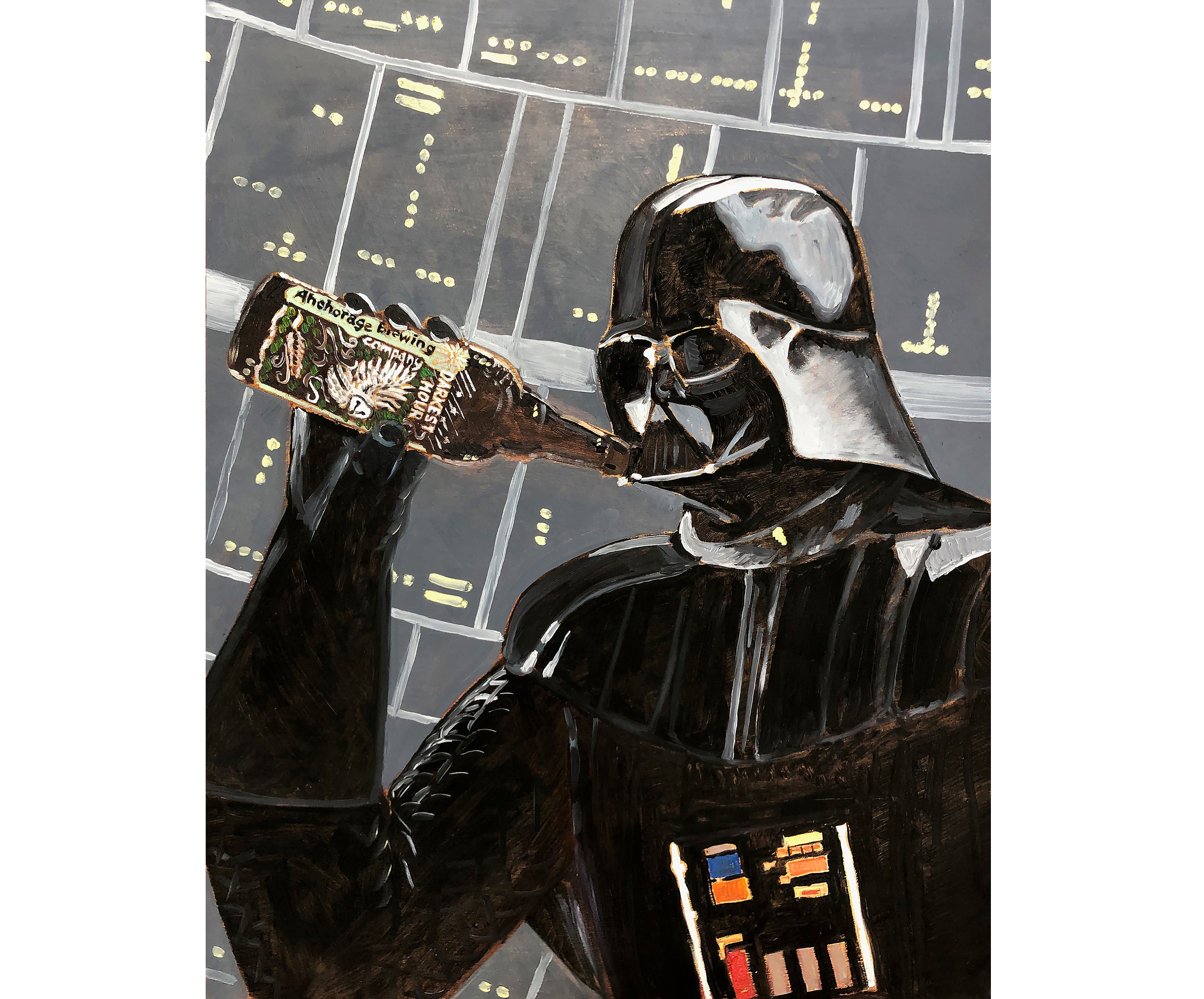 Darth Vader Drinking Darkest Hour Imperial Stout by Anchorage