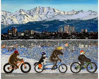 Bike to Work Day Prints by Alaskan Artist Scott Clendaniel