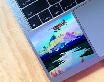 Holographic Sticker, Denali Sunrise, Moose, K2 Aviation, Alaska Sticker, Anchorage Artist, Scott Clendaniel, Fireweed, deHavilland Airplane