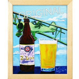 Toppling Goliath Brewing, Zee Lander IPA, Airplane Painting, Iowa Aviation Beer Poster, Gift for Pilot, Gift for Husband, Beer Art for Men