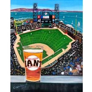 Bier im AT & T Stadium Giants Baseball Spiel, ORACLE Park, San Francisco, Kalifornien Beer Art, Bierkünstler, Baseball-Wanddekor, Giants Poster