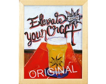 Levante Brewing, West Chester, Pennsylvania Brewery Poster, Summit Hop Necessity IPA, Beer Gift for Husband, Alcohol Bar Decor, Art for Men