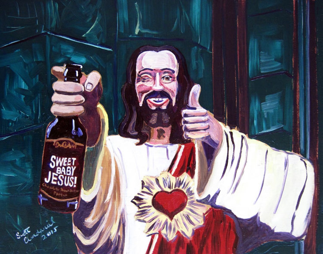 Buddy Christ, Jesus Painting, Maryland Beer Art Print, Sweet Baby Jesus,  Duclaw Brewing, Jesus Drinking Beer, Gift for Him, Bar Beer Art - Etsy