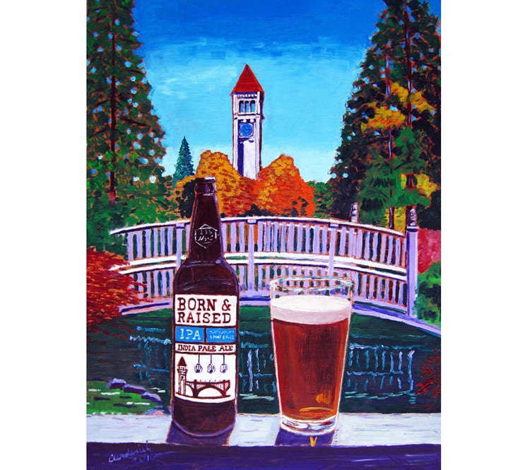 Born & Raised IPA, No-Li Brewhouse, Spokane Painting, Washington Beer Art, Craft Beer Gift, Dining Room Painting, Gift for Brother, Bar Art