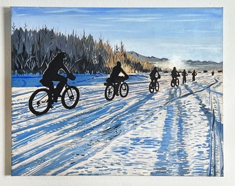 Winter Fat Biking Print by Alaskan Artist Scott Clendaniel