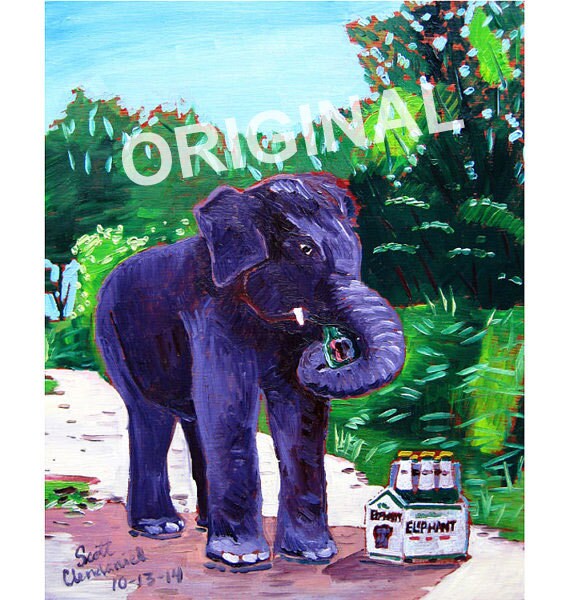 Cartel De La Cerveza Carlsberg Pintura Del Elefante Cerveza Etsy