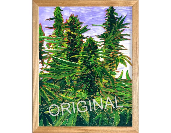 油絵 麻 大麻 マリファナ バッヅ  marijuana 値下げ 大麻の絵画、マリファナ愛好家への贈り物、男性向けアート、マリファナ