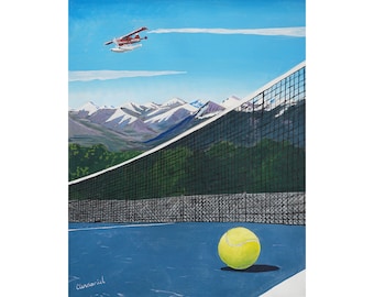 Delaney Park Tennis Courts Print by Alaskan Artist Scott Clendaniel