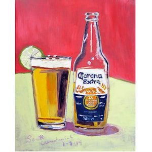Corona Beer Art Gift, Mexican Beer Birthday Gift for Friend, Kitchen Art, Gag Gift for Brother, Funny Gift for Wife, Man Cave Beer Poster