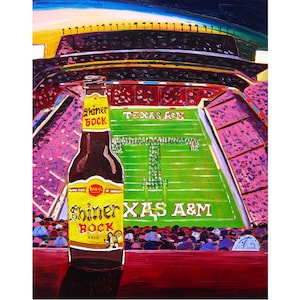 Shiner Bock, Gift for Texas A&M Graduate, Texas Beer and Football Dorm Room Poster, Craft Beer Gift for Brother, Kyle Field, Spoetzl Brewery