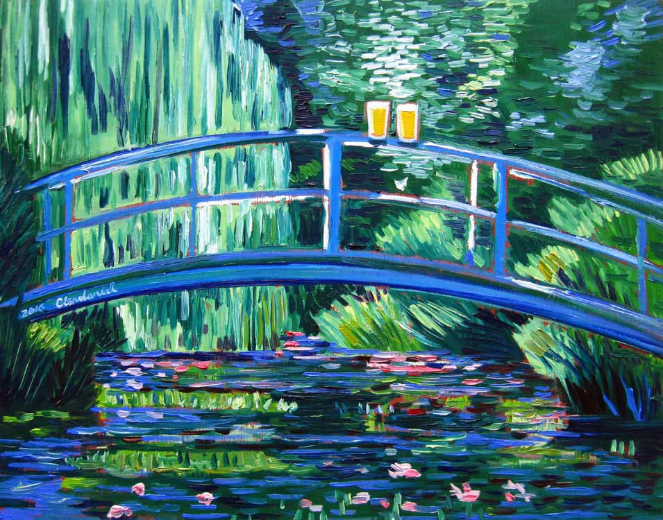 Monet Garden With Bridge, Funny Beer Gift, Beer Parody, Gift for