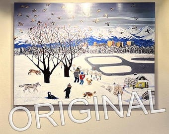 Winter Day at Westchester Lagoon Original Oil Painting, by Alaskan Artist Scott Clendaniel