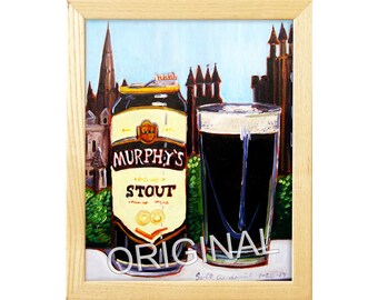 Murphys Stout-ölmålning, skotsk alkoholgåva, Skottlandsmålning, hantverksölgåvor, matrumsmålning, matmålning, barölkonst