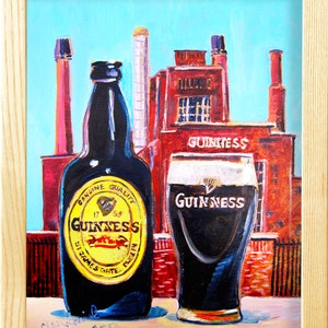 Guinness-affisch, ölpresent till honom, målning till matsalen i Irland, födelsedagspresent till St. Patrick's Day, årsdagspresent till pojkvän, barkonst bild 2