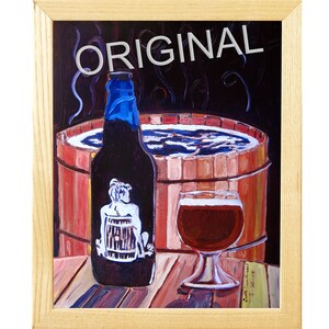 Mississippi Beer Gift for Boyfriend, Southern Prohibition Brewing, Hot Tub & Beer Painting, Barley Legal Ale, Anniversary Art Gift for Him