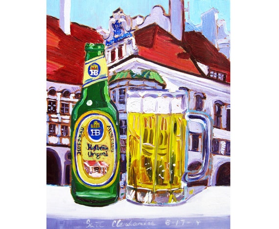 Art print POSTER Munich Beer Hall During Oktoberfest