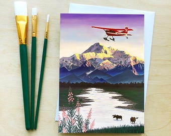 Alaska Denali Greeting Card, 7"x5", Blank Inside, with Envelope