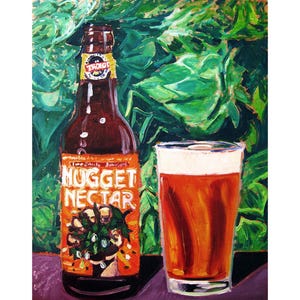 Tröegs Brewing, Nugget Nectar, Pennsylvania Art, Malowanie chmielu, Sztuka alkoholowa w kuchni, Plakat z piwem w męskiej jaskini, Prezent piwny dla niego, Sztuka piwna w barze