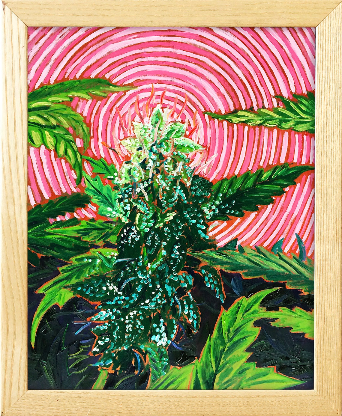 Trippy Art Cannabis Painting Marijuana Large Bud Art Etsy Italia