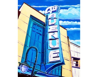 4th Avenue Theater, Anchorage 4th Wedding Anniversary Gift, Alaska Painting, Historic Downtown Anchorage, Alaskan Artist, Scott Clendaniel