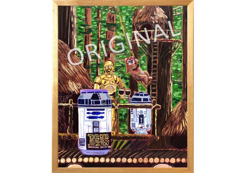 Lustige Bier Star Wars Parodie, Malerei, R2D2 und C3PO Droids Art für Männer, Ewok Wald Kunst, Rebel Geschenk für ihn, Geschenk für Mann Lustige Bier Star Wars Parodie, Malerei, R2D2 und C3PO Droids Art für Männer, Ewok Wald Kunst, Rebel Geschenk für ihn, Geschenk für Mann