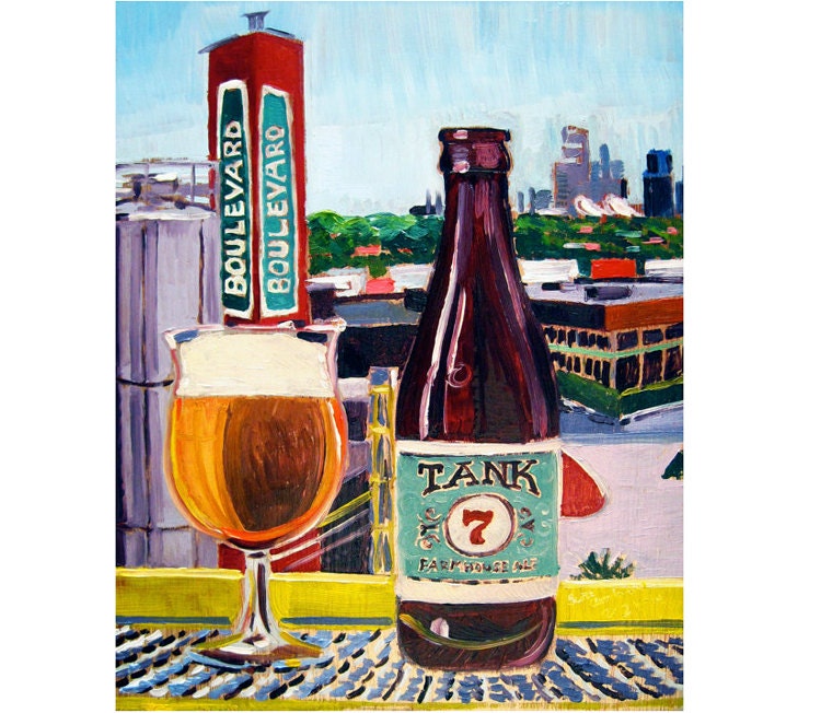 Kansas City Art, Boulevard Brewing, Tank 7 Farmhouse Ale, Craft Beer Gift for Him, Missouri Beer Poster, 7th Anniversary Gift for Husband