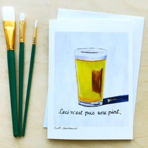 Ceci n'est pas une pipe, carte de voeux bière René Magritte, carte vierge 7 x 5 po avec enveloppe, carte d'anniversaire bière, carte de retraite, remise des diplômes