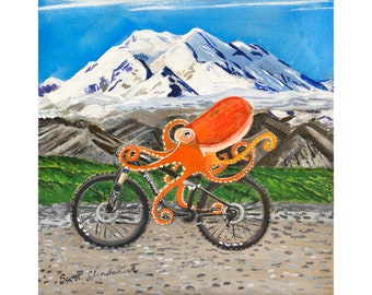 Octo-Biker Print by Alaskan Artist Scott Clendaniel