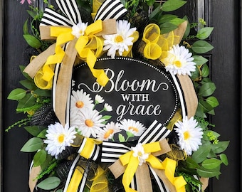 Florece con gracia, corona para el día a día, negro, amarillo