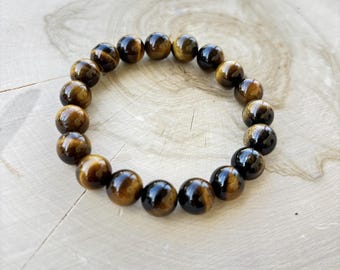 Handmade Tiger's Eye Bracelet: Natural Gemstone, Confidence & Protection