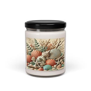 Coastal Bliss Scented Soy Candle, Relaxing Home Decor, Beach Lovers Gift, Aromatherapy Shells Candle, Ocean Vibes Candle