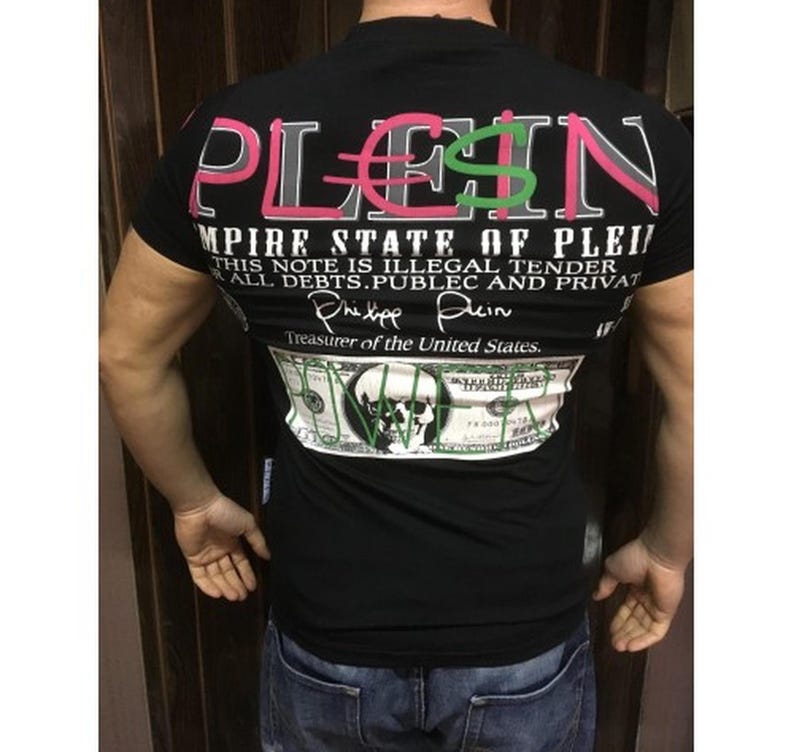 Mens short sleeve t-shirt in P.Plein retro style.Vintage designer summer fashion size S.Used once and in perfect condition. image 2