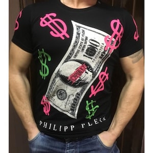 Mens short sleeve t-shirt in P.Plein retro style.Vintage designer summer fashion size S.Used once and in perfect condition. image 1