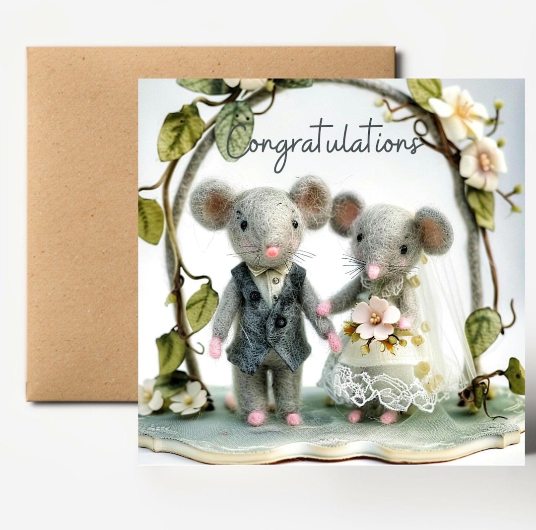 Congratulations Card – Cute Mouse Wedding Card – 6x6 Square Greeting ...