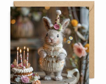 Bunny Birthday Card, Rabbit Birthday Card, Cute Animal Birthday Card, Birthday Card for Kids, Cute Rabbit Card