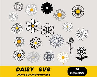 Flor de margarita SVG y PNG, Clipart de flores, Descarga instantánea