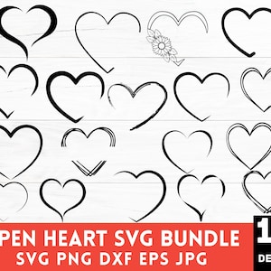Heart Svg Bundle, Heart Doodle Svg, Hand Drawn Heart Svg, Heart Clipart, Valentine Day Heart Svg, Instant Download, Love Svg, Love Clipart