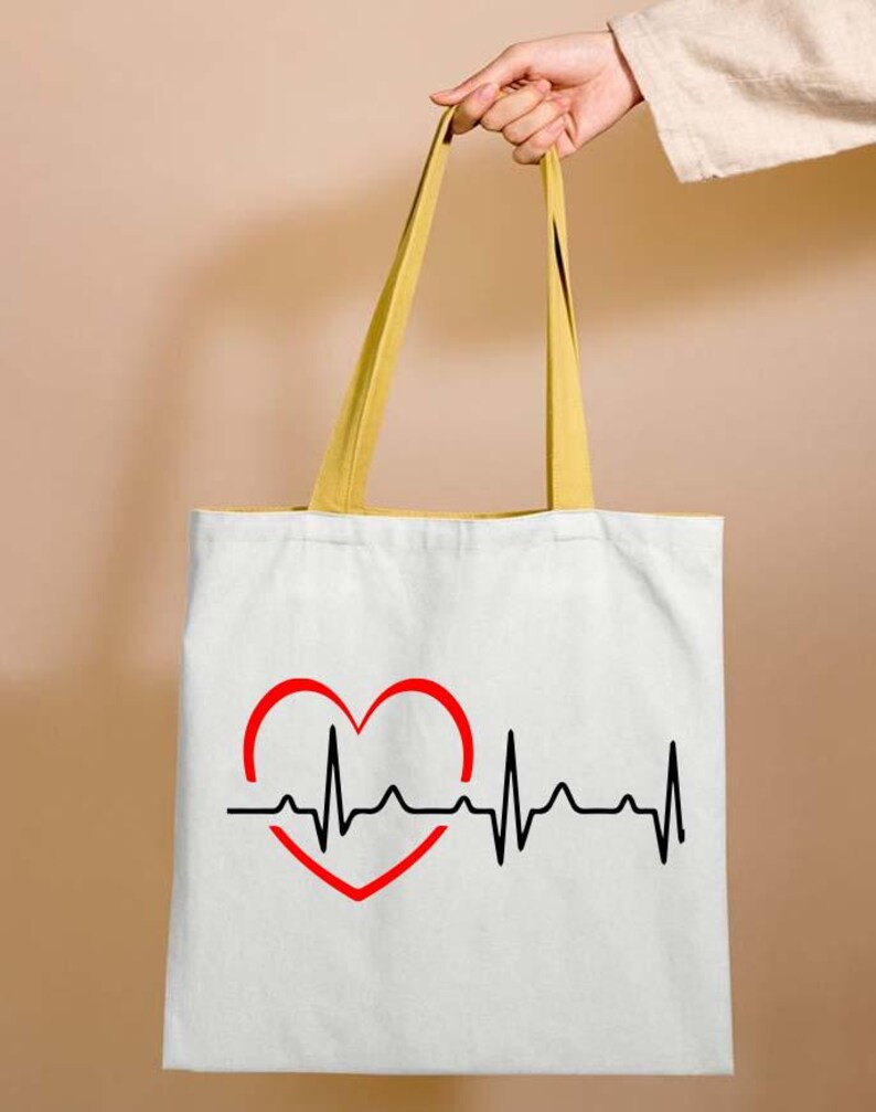 Tote bag - HEARTBEAT pink black - Flower hearts print