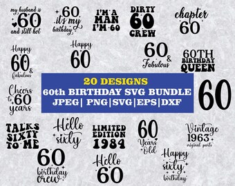Pacchetto SVG per il 60° compleanno del 1965: file di taglio per Cricut (download digitale)