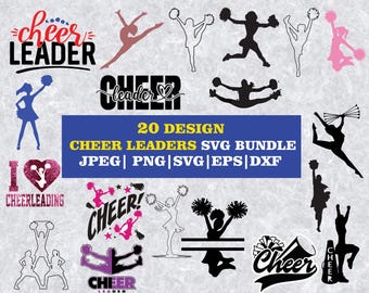 Cheerleader SVG Bundle: Cheer Silhouette Clipart, Cut Files (Digital Download)